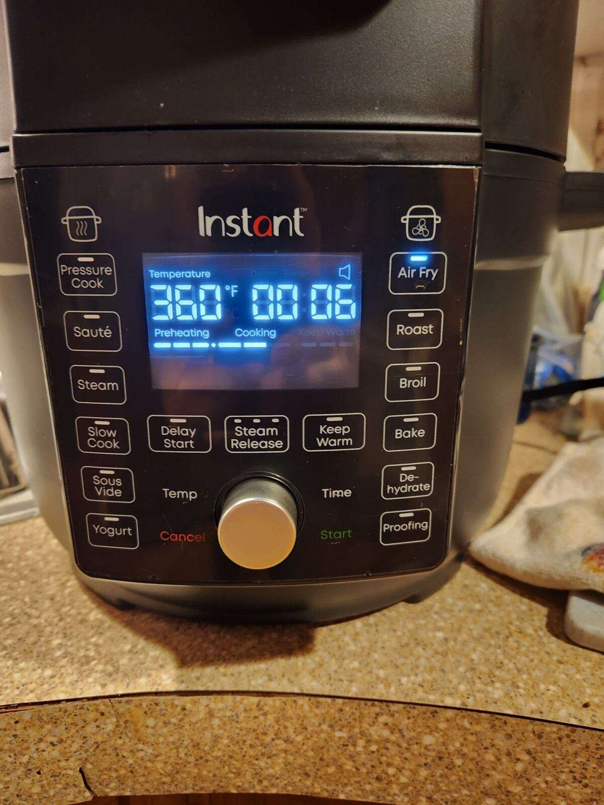 digital interface of instant pot