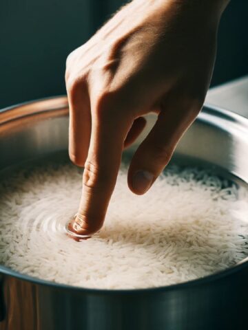 finger measuring rice
