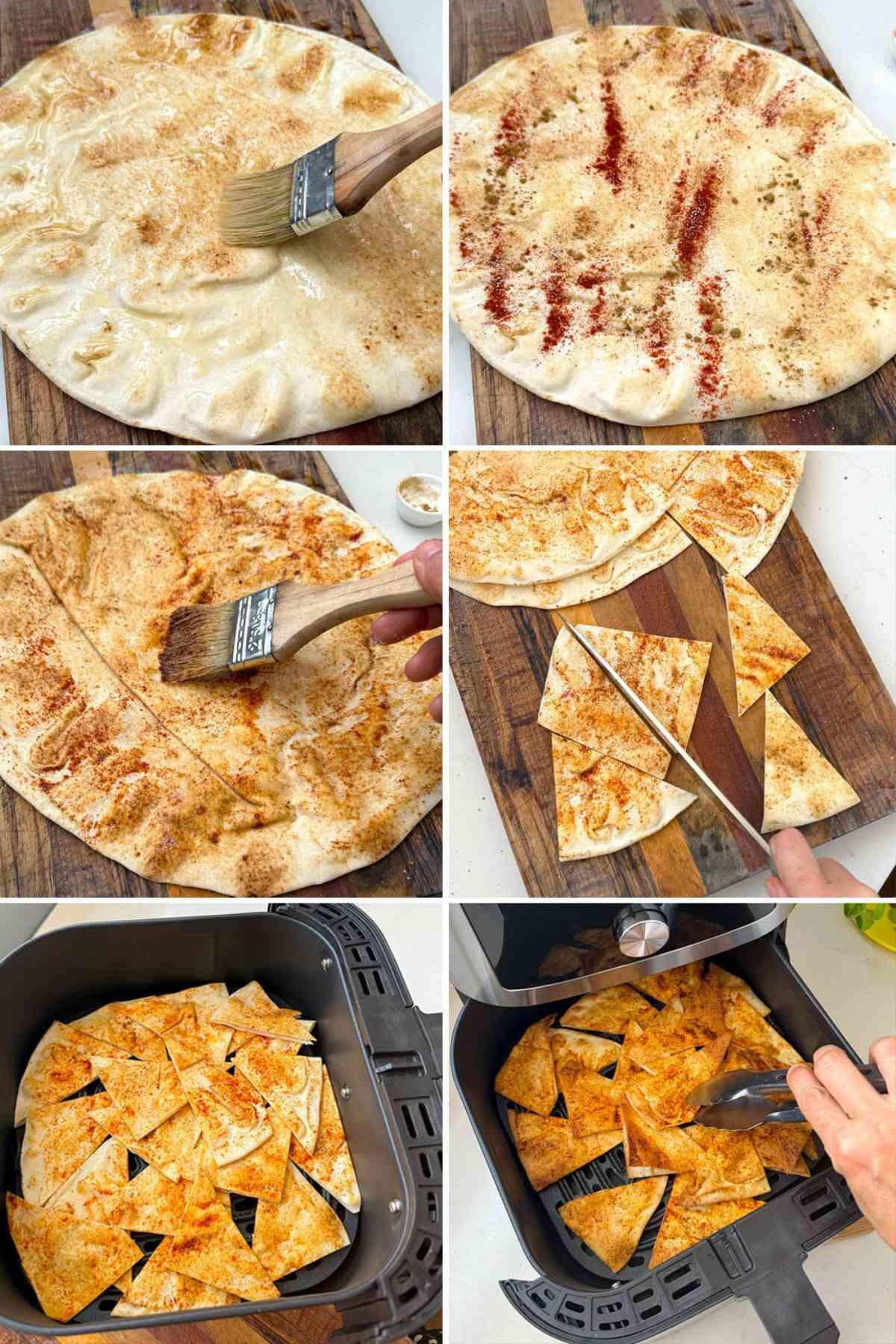 6 photo step by step how to make air fryer pita chips