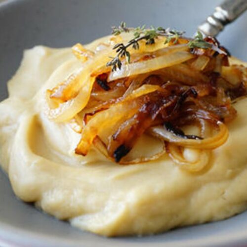 Lard-Whipped Parsnips with Caramelized Onions