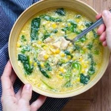 Instant Pot Chicken &amp; Corn Soup With Spinach-image