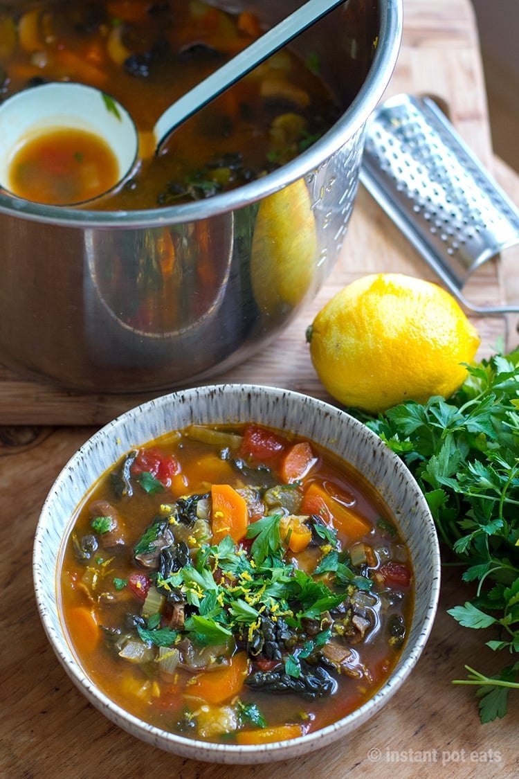 Organic Hearty Italian Vegetable Soup Made With Chicken Bone Broth