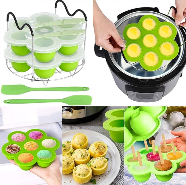 Pressure Cooker Accessories with Silicone Egg Bites Molds and Steamer Rack Trive 