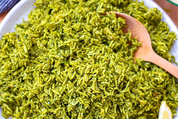 INSTANT POT SPINACH RICE (INDIAN PALAK PULAO)