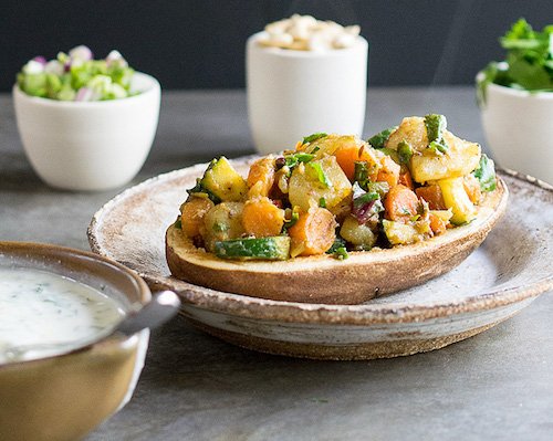 Instant Pot Curried Spring Vegetable Potato Chaat 