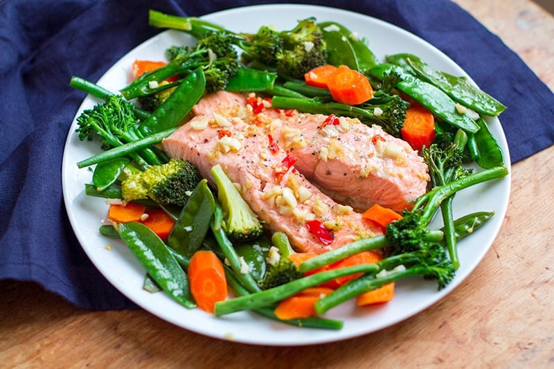 15-Minute Instant Pot Meal - Asian Salmon With Garlic Vegetables