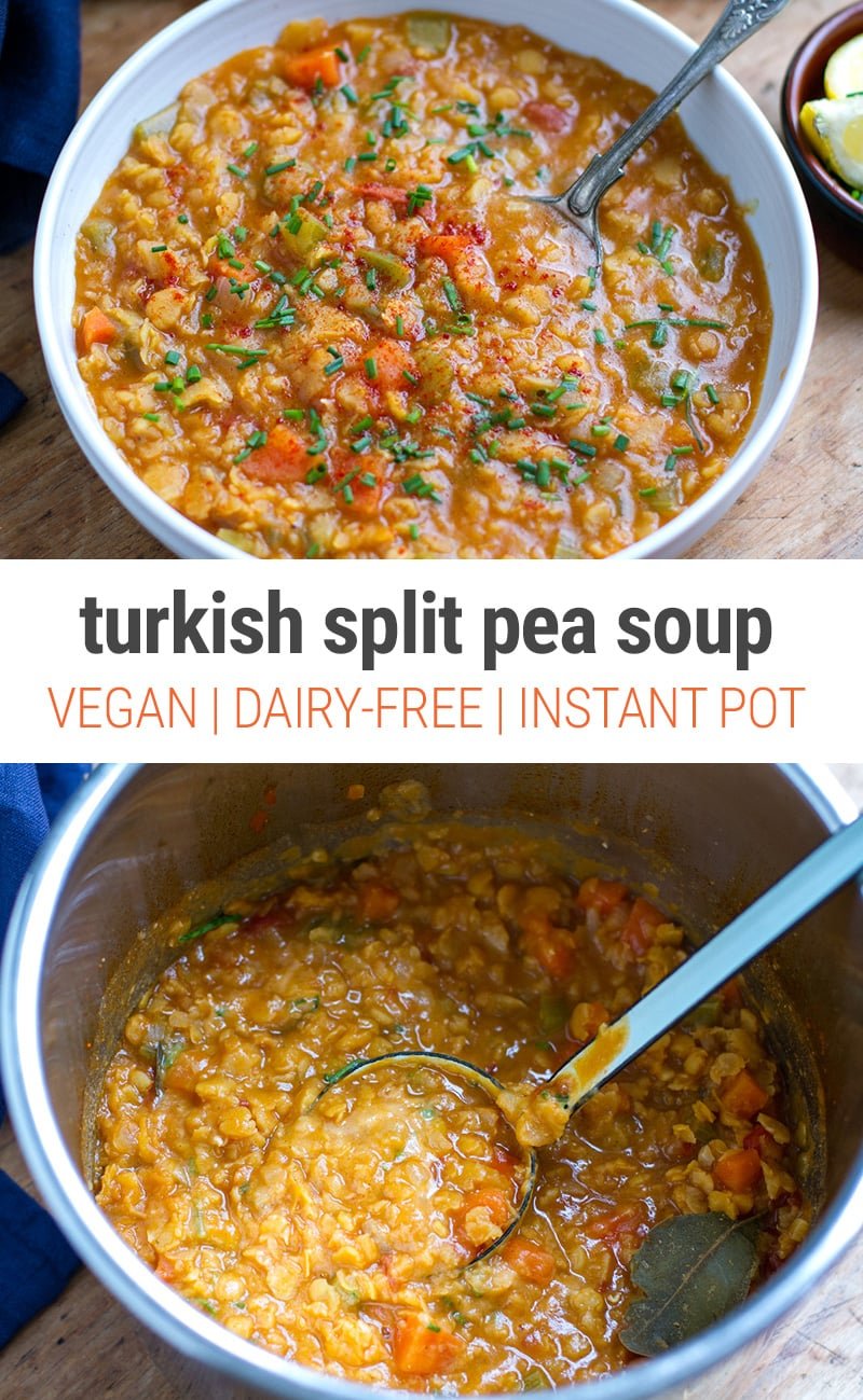 Turkish Split Pea Stew - Instant Pot Recipe (Vegan, Dairy-free, Low Sugar) #turkish #soup #stew #instantpot #splitpea #lentils #legumes #vegan #glutenfree #instantpot #pressurecooker