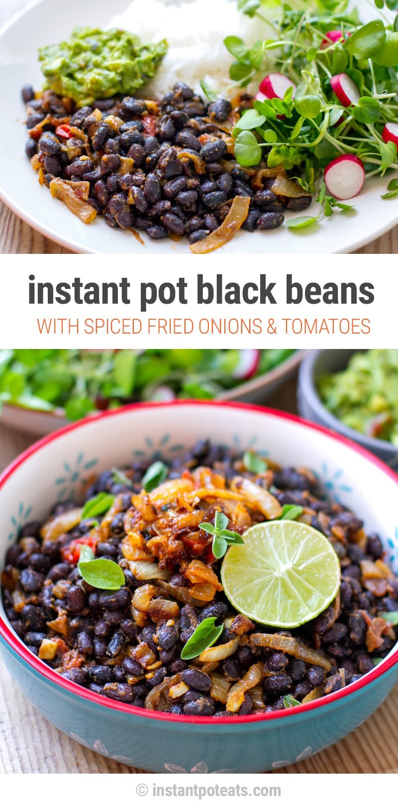 Instant Pot Black Beans With Spiced Fried Onion 