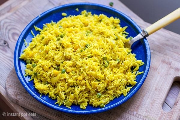 Yellow Rice With Peas & Corn (Instant Pot Recipe)