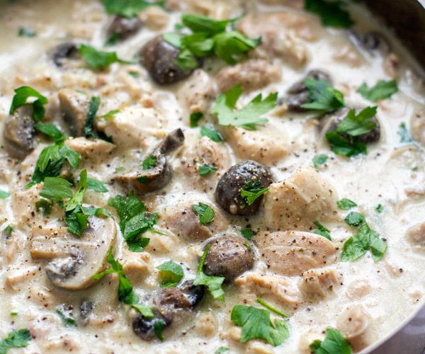 Creamy Instant Pot Chicken Stew With Mushrooms & Garlic