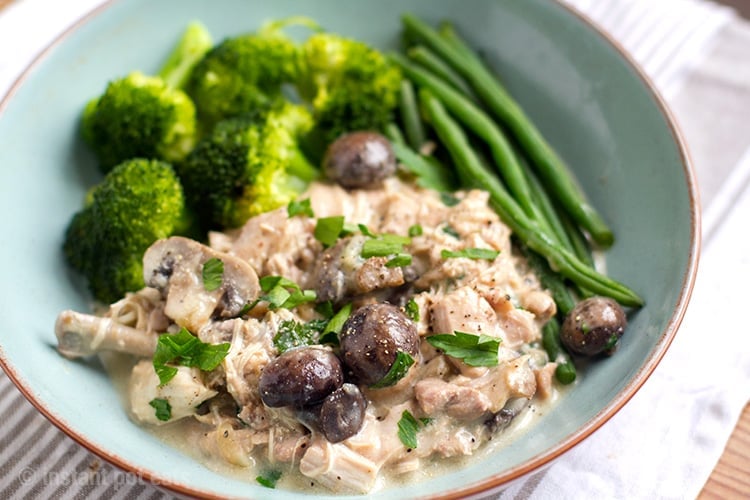 Creamy Instant Pot Chicken Stew With Mushrooms & Garlic