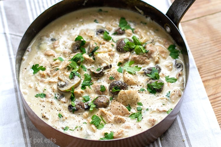 Instant Pot chicken stew with mushrooms and cream 