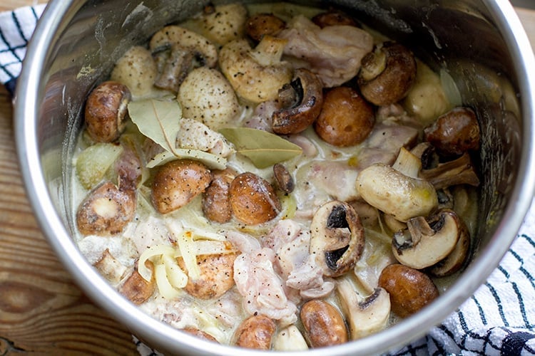 Creamy Instant Pot Chicken Stew With Mushrooms & Garlic