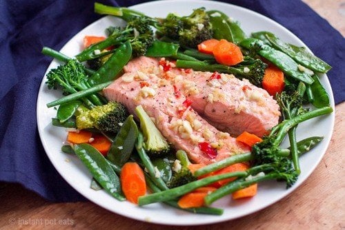 Instant Pot Asian Salmon and Garlic Vegetables 