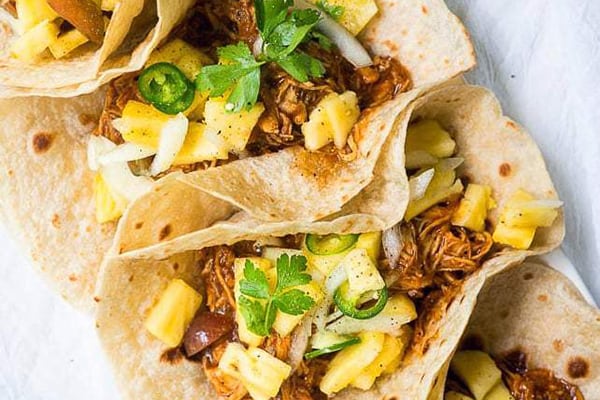 Instant Pot BBQ Chicken Tacos With Pineapple Salsa