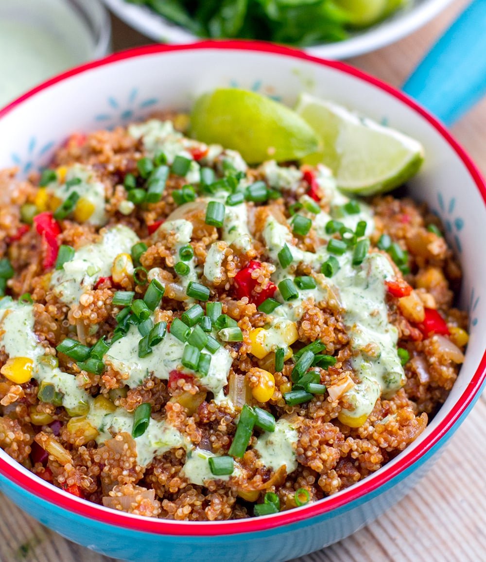 Mexican Instant Pot Quinoa With Cilantro Lime Dressing (Vegetarian, Gluten-Free)