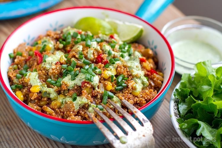 Instant Pot Quinoa Mexican Style with Cilantro Lime Dressing