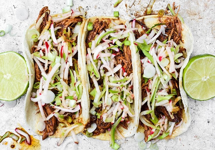 Shredded chicken tacos