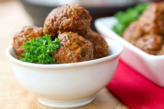 Paleo Apple Glazed Instant Pot Turkey Meatballs 