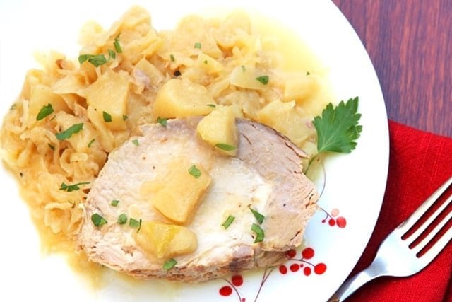 Instant Pot Pork Loin with Sauerkraut and Apples 