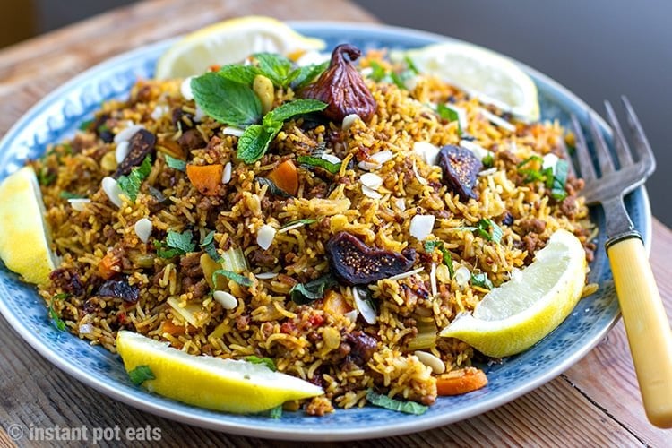 Instant Pot Rice Pilaf With Ground Lamb Figs