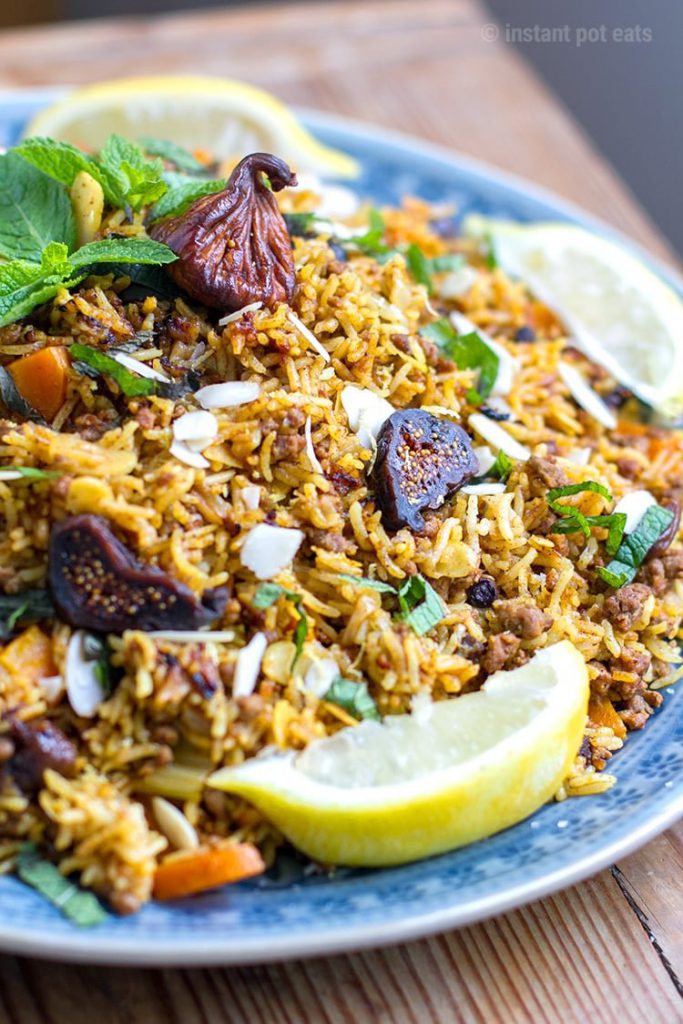 Instant Pot Rice Pilaf With Lamb, Figs & Almonds