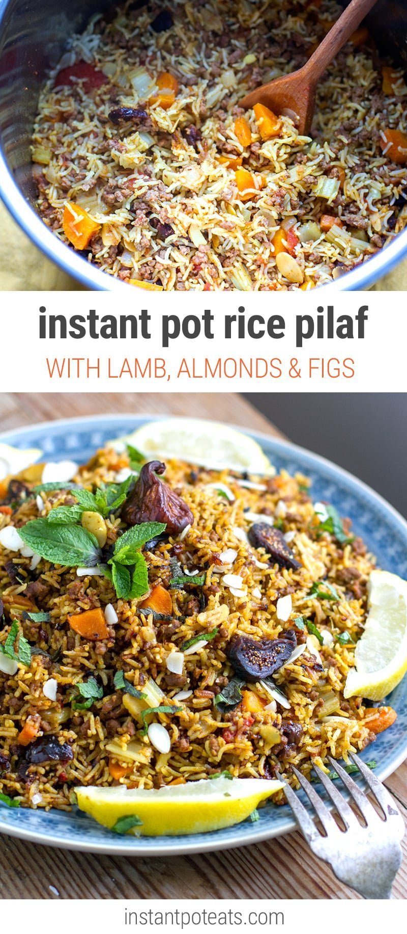 Instant Pot Rice Pilaf With Ground Lamb, Almonds & Figs