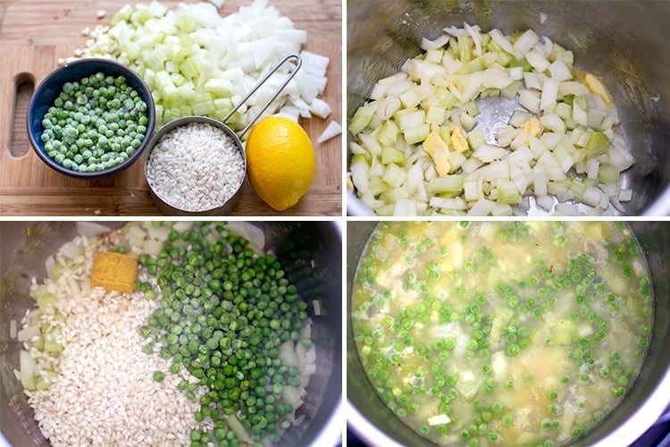 How to make Instant Pot risotto with celery and peas