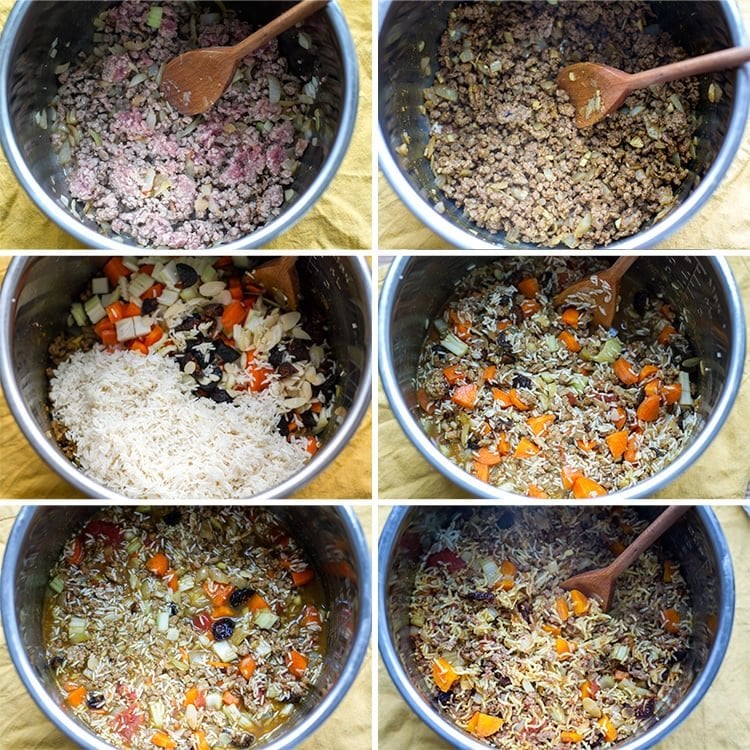 Ground Lamb Instant Pot Rice Pilaf - How To Steps