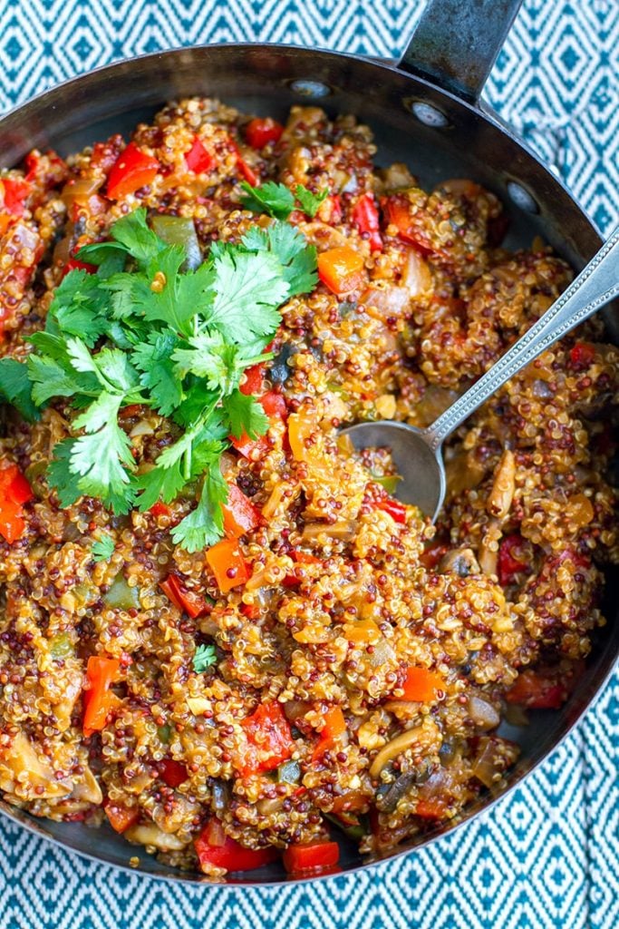 Instant Pot Quinoa With Miso, Mushrooms & Peppers