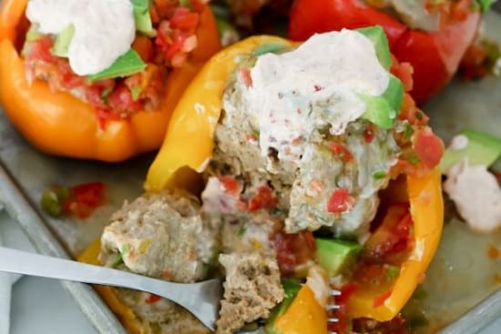 Instant Pot Stuffed Bell Peppers With Chipotle Lime Sauce 