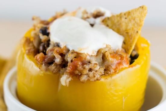 Vegetarian Crock Pot Stuffed Peppers 