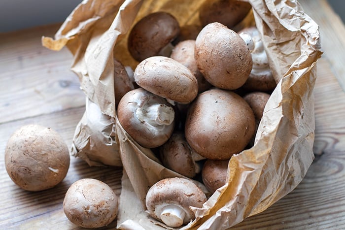 Swiss brown mushrooms used for this pressure cooker mushroom soup