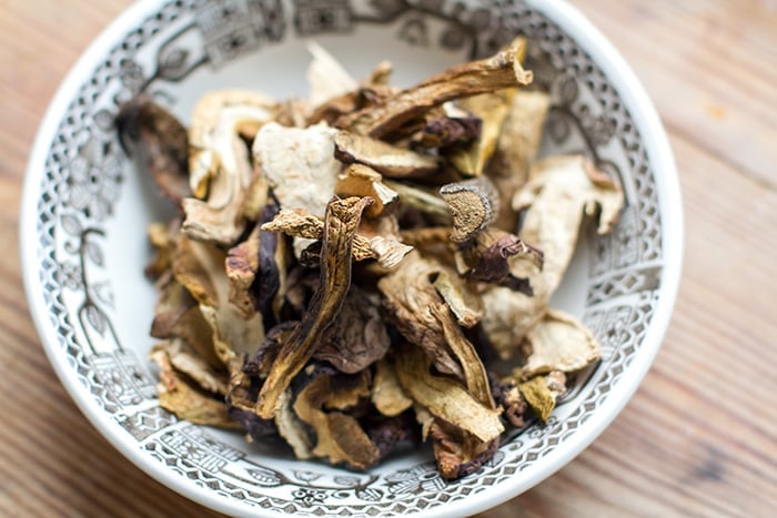 Dried porcini mushrooms used for Instant Pot mushroom soup