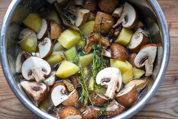 Pressure cooking mushroom soup