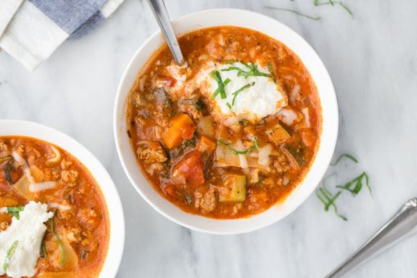 Turkey & Vegetable Instant Pot Lasagna Soup