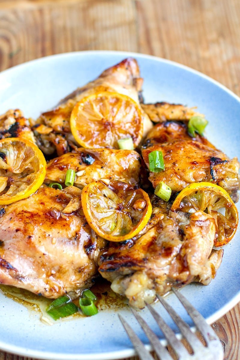 Instant Pot chicken thighs with lemon and honey glaze