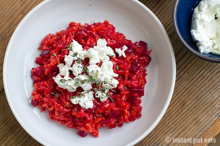 Instant Pot Beet Risotto With Goat’s Cheese & Thyme