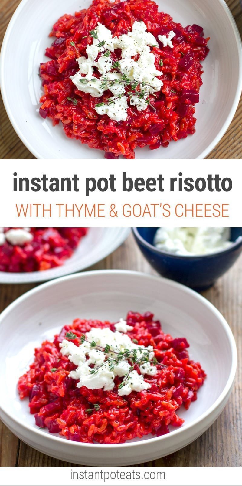 Instant Pot Beet Risotto With Thyme & Goat's Cheese (Vegetarian, Gluten-free)