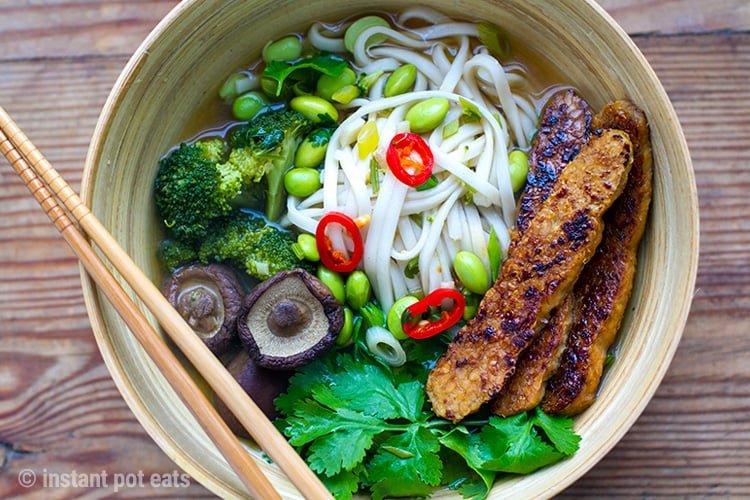 Instant Pot Vegan Udon Soup With Tempeh