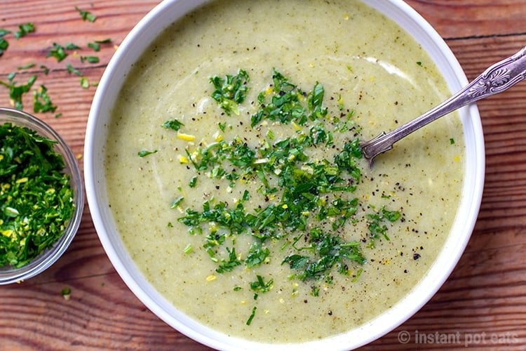 Instant Pot Broccoli Soup With Gremolata Vegan Whole30 Gluten Free