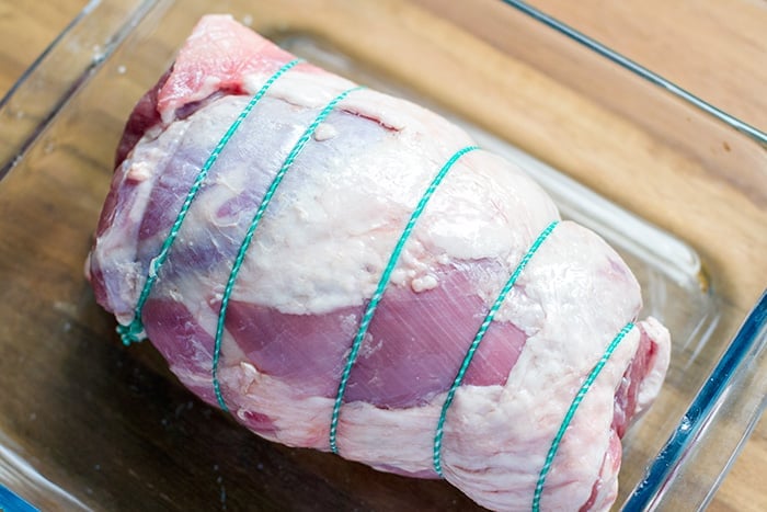 Rolled lamb shoulder for roasting