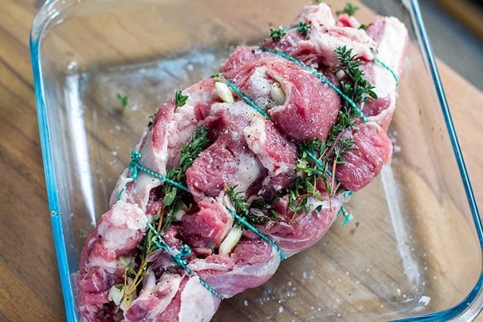 Greek lamb roast with herbs, garlic and honey