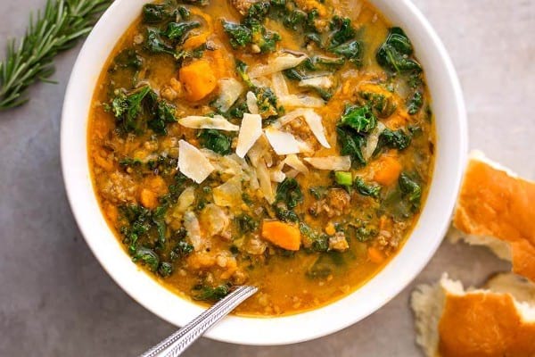 Sausage sweet potato kale soup