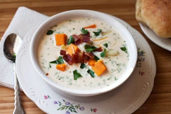 Chunky Sweet Potato Cheese Soup