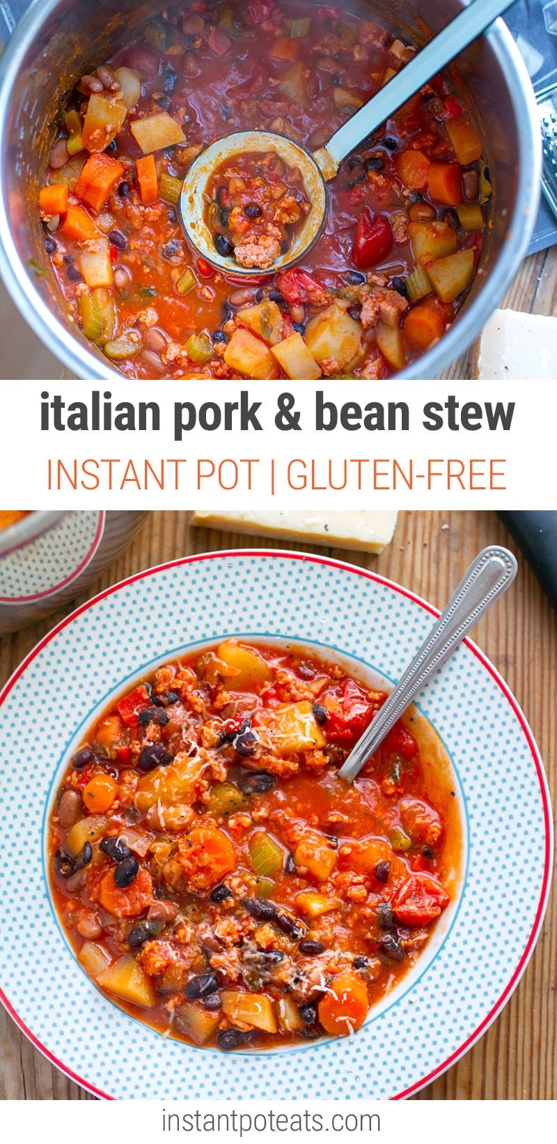 Instant Pot pork stew with beans and tomatoes