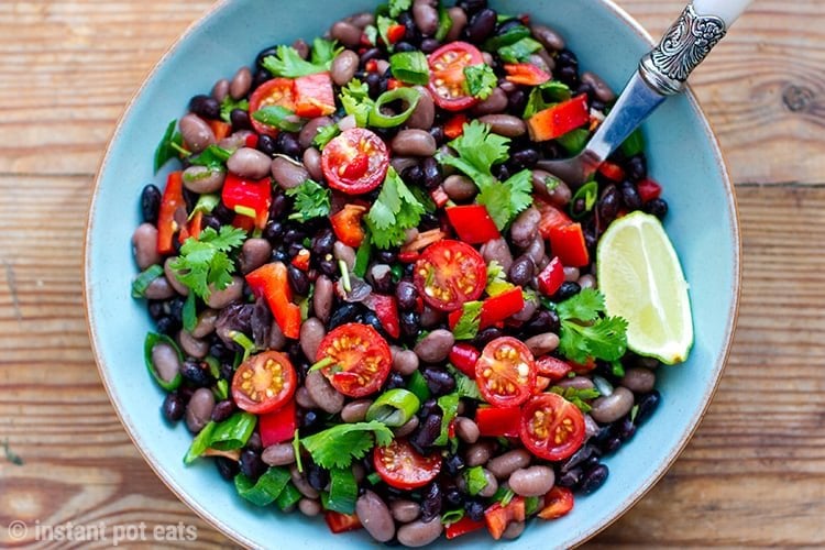 Instant Pot cooked beans in a Mexican Salad