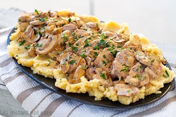 Pork Tenderloin & Potatoes With Creamy Mushroom Sauce