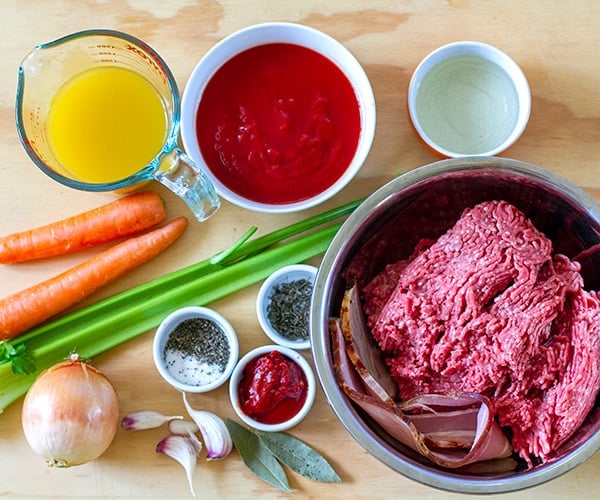 Ingredients for Instant Pot Bolognese sauce