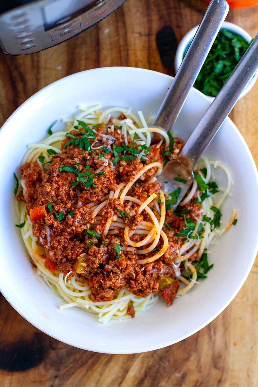 Pressure cooker spaghetti discount bolognese